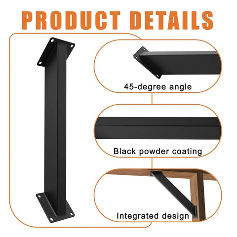 Heavy Duty 45 Degree Angle Corner Brackets For Wood Structures And Outdoor Projects With Rust Resistant Carbon Steel Black Powder Coat
