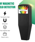 Ghost Hunting Meter Handheld EMF Detector With LCD Readout, black with LED levels for paranormal investigations, portable design.