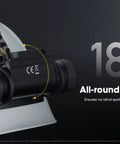Rechargeable Focusable Headlamp With Red Light Switch Between 1800 Lumen Spotlight And 1400 Lumen Flood Peak 2000 Lumen Output USB C Charge Includes 2 NL1835HP Batteries And LumenTac Organizer For Night Hiking Camping And Work on helmet, 180-degree adjustability visible
