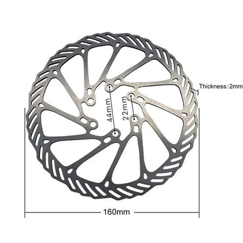 Beefy G3 Stainless Steel Disc Brake Rotor 160mm with dimensions shown, 2-pack with bolts for road, mountain, MTB, BMX bikes