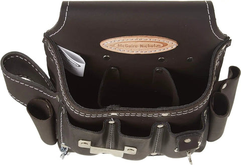 Oil Tanned Leather Electrician Pouch Pro Grade Multi Pocket Tool Organizer For Worksite Use Durable Leather Build