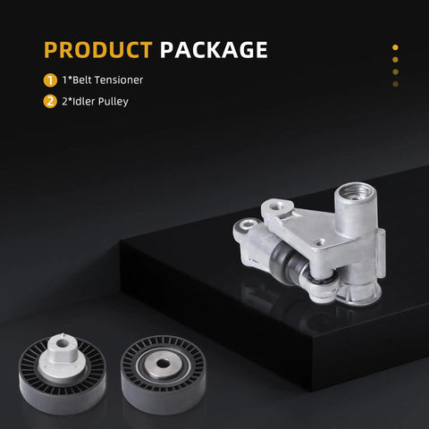 Premium Idler Pulley With Belt Tensioner Kit #11281722789 38071 38069 Fits BMW 3 Series E46 And Older Models For A Smooth Ride No More Belt Squeak Or Engine Rattle Guaranteed To Keep Your Car Running Tight And Clean Like New. Includes 1 tensioner and 2 idler pulleys