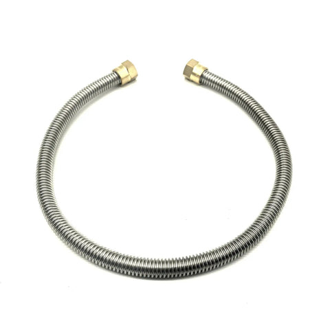 24 Inch Stainless Steel Bellow Propane Hose For RV Low Pressure Fireplace Extension With 3/8 Inch Female Flare Nuts And Brass Swivel Fittings