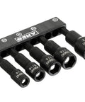 Five Piece SAE Impact Magnetic Nut Driver Set Two And A Half Inch Pro Grade Nut Setters with industrial strength magnets
