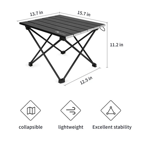 Ultralight Folding Camping Table With Carry Bag Portable For Outdoor Cooking And Picnics Camp Boat And Travel Black Small Size
