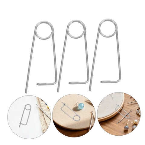 Heavy Duty Stainless Steel Brooch Cotter Safety Spring Pins For Quick Lock Farm Hitch And Industrial Use With Anti Vibration Stability, set of three, close-up view.