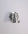 Silver Brass Wall Sconce, Mid Century Cone Lamp, Perforated Spotlight with reflective finish and artistic cutouts.