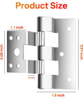 Smooth As Butter Galvanized Steel Combination Door Hinges 3 Pack For Mobile Home Storm and Aluminum Doors with precise measurements.