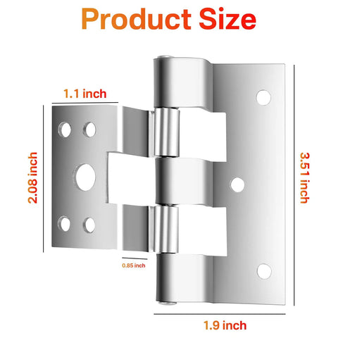 Smooth As Butter Galvanized Steel Combination Door Hinges 3 Pack For Mobile Home Storm and Aluminum Doors with precise measurements.