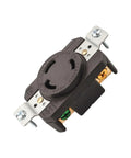 Rock Solid Heavy Duty 30 Amp Flush Mount Locking Receptacle Featuring Nema L630R Twist Lock Plug Socket, black, compact design.
