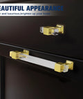 10 Pack 3 Inch Center To Center Cabinet Handles With Clear Acrylic Square Tube And Gold Finish Zinc Alloy Base