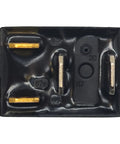 Pack Of Four 12V DC Automotive Relay With Four Pins, Multipurpose SPST Plug In Relay, OEM Style Replacement Compatible With CM1-aF-12V CM1a-R-12V-H78, Durable Auto Relay For Wiring Harnesses And Electrical Systems, black 4-pin top view