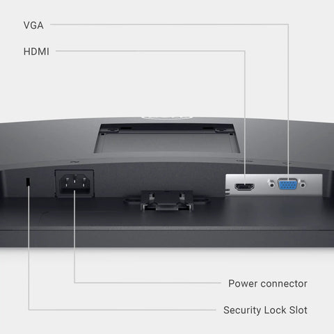 Rear view of SE2422HX 24 Inch Full HD Monitor with VGA, HDMI ports, power connector, and security lock slot visible.
