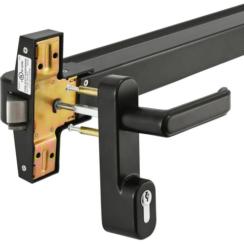 Side view of Commercial Push Bar Panic Exit Device With Lever Handle In Premium 304 Stainless Steel UL10C And ANSI Grade 1 Certified.