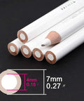 Close-up of Two White Sketch Charcoal Pencils Set High Quality Wooden Charcoal Pencils For Artists, shown with diameter measurements.