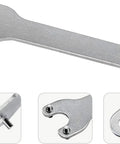 5 Pack AG452K Angle Grinder Wrench Spanner Replacement For Ryobi 039028001052 And Compatible With Makita Milwaukee Black And Decker Grinders 1934654 A Must Have Workshop Accessory, showing silver steel wrench with open-end and pivot holes
