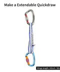Dyneema Climbing Slings 10mm 22kN 4840lb Runners Blue 24in 60cm 3 Pack used as extendable quickdraw with carabiners