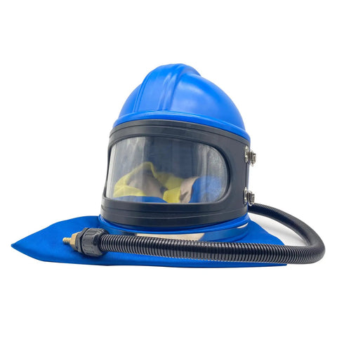 Sandblasting Hood And Helmet With Safe Air Feed Shoulder Protection For Sandblasters Durable ABS Mask With Double Lens Protection And Five Outer Lenses