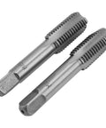 Two Piece Metric Thread Tap Set HSS High Speed Steel Straight Flute Hand Tapping Tools For Through Hole Threading M5 M8 M10 M12 on white