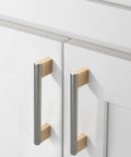 Premium Gold Brushed Nickel Knurled Cabinet Pulls 10 Pack Heavy Duty Rust Proof Hardware on white cabinet doors.