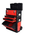 Rollin Tool Storage Chest For Garage And Shop Large Stackable Upright Trolley Toolbox With Removable Tray Mobile On Wheels Tool Organizer