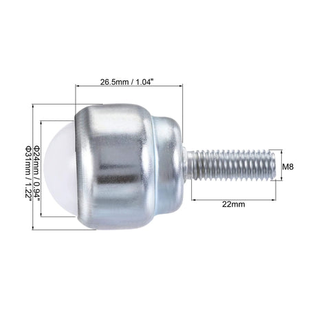 Side view of Ball Transfer Bearing Unit 24mm With Nylon Ball For Transmission Pack Of 4, 360 Degree Rotation, dimensions shown
