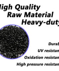 High quality raw materials for heavy-duty use with durable, UV, and oxidation resistance properties shown.