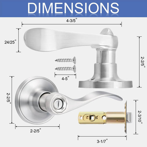 Dimensions of the 10 Pack Privacy Door Handle Set In Oil Rubbed Bronze, Reversible Interior Door Lever For Closets And Rooms