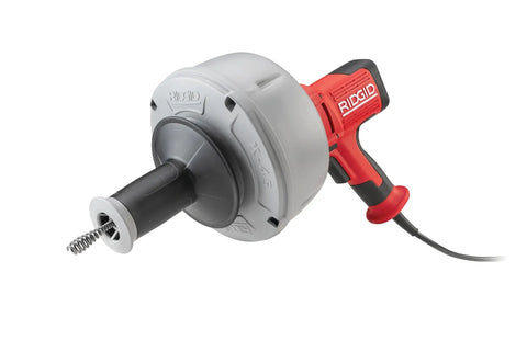 Heavy Duty Manual Feed Drain Cleaner With 5/16 Inch Inner Core Cable And Roll Up Inner Drum, ergonomic handle and power cord.