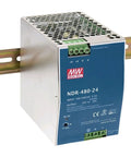 Heavy Duty Industrial Din Rail Power Supply, compact unit, 24VDC, 20A, easy snap on installation for control panels.