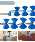 Eight blue Forstner drill bits, 50mm diameter, woodworking hole cutters for wood, plastic and plywood