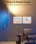 71 Inch Tall LED Floor Lamp With Remote And Touch Control 42W 3700LM 5 Color Temperatures Dimmable Modern Corner Lamp