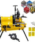 Heavy Duty Electric Pipe Threader Machine 1/2 To 4 Inch Power Threading Cutter With Self Oiling System 220V on a worktable.