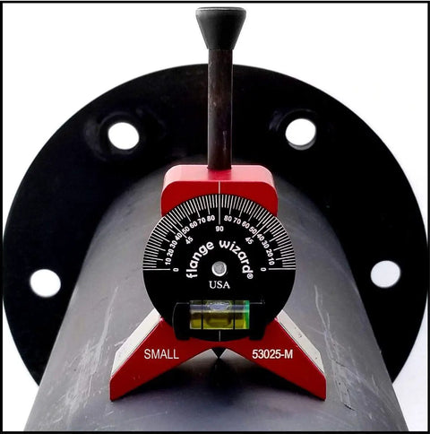 Magnetic Centering Head Protractor Level for Small Diameter Pipe Alignment Go To Pro Grade Magnetic Tool mounted on pipe