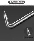 Close-up of Heavy Duty Stainless Steel Manhole Hook For Lifting Storm Drain And Septic Tank Covers showing pointed design for effective lifting.
