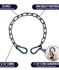 All Weather 304 Stainless Gate Chain With M7 Carabiners 550 Pounds Capacity 20 Inch Long Diameter Five Thirty Second Inch Chain For Outdoor Fence Gate Latch Livestock Black