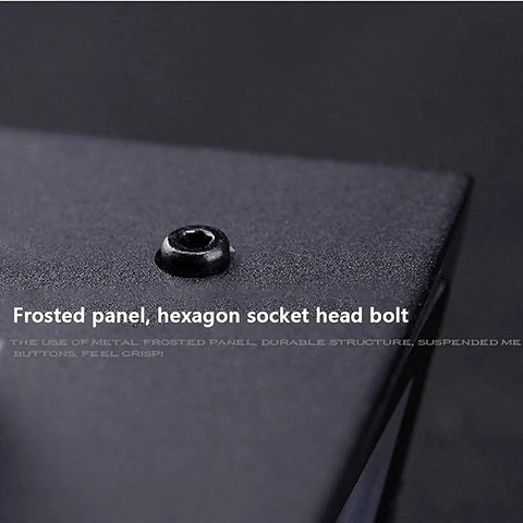 Close-up of frosted panel on Slick 108 Key Mechanical Gaming Keyboard with crisp blue switches and smooth USB wired setup.