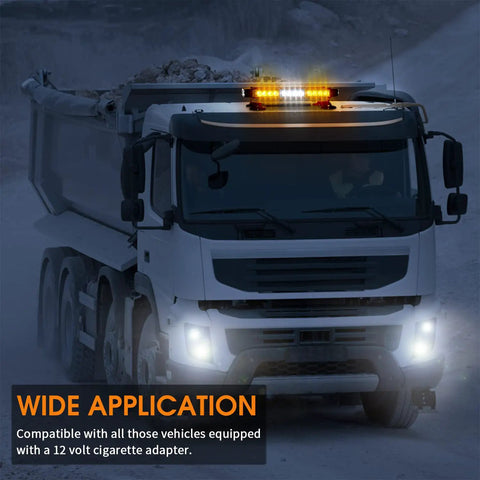 Truck with Double Sided 30 LED Strobe Light Bar With Ultra Bright Amber And White Emergency Beacon Magnetic Roof Mount