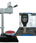 Straight Shooting Digital Shore Durometer And Shore OOO Hardness Gauge with robust test stand for rubber softness measurements.