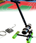 Dual Line Floor Tape Applicator For Quick Floor Marking In Warehouses, Aisles, Playgrounds And Gyms, Pasting Machine With Circle Drawing Kit, Keeps Lines Straight From Standing Position, Reduces Back Strain, Roller Masking Option, black metal with green rollers