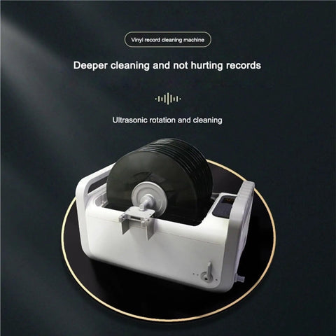 Absolute Beast Ultrasonic Vinyl Record Cleaner With Spacious Tub pulls dust from grooves, featuring ultrasonic rotation for deeper cleaning.