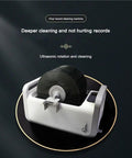 Straight Up Ultrasonic Vinyl Record Cleaner With Secure Wash Basin And Gentle Rotation Action Sweeps Away Dust Hella Clean Setup with records.
