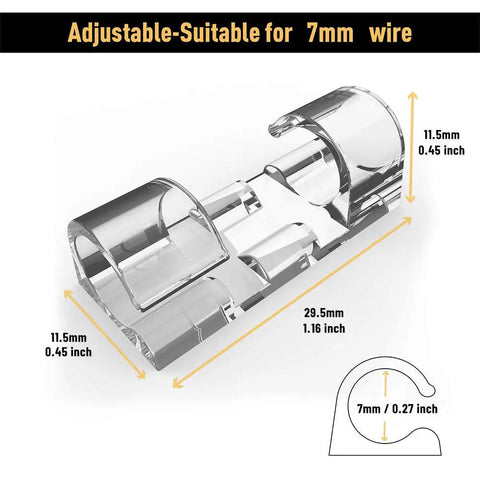 Strong Self Adhesive Cable Clips For TV And PC Wire Management That Hide No Mess Cables, adjustable 7mm wire clear clip, dimensions