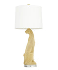 Leopard Polystone Table Lamps Set of 2 in Gold Finish, 29 Inch Tall Dope Glam Living Room Accent Lamps with Linen Shades