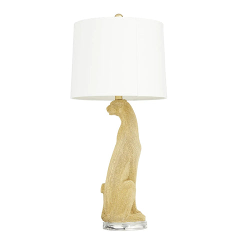 Leopard Polystone Table Lamps Set of 2 in Gold Finish, 29 Inch Tall Dope Glam Living Room Accent Lamps with Linen Shades