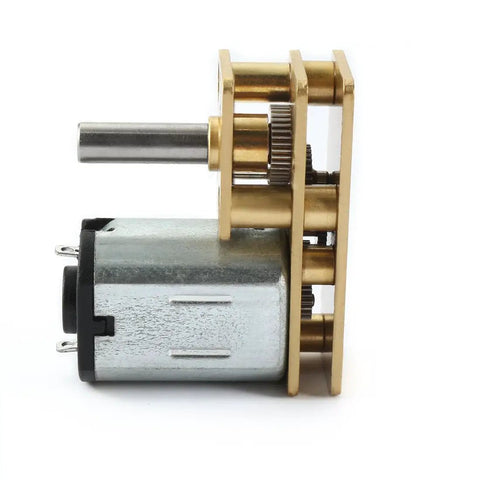 Side view of DC 6V 300RPM Micro Gearbox Motor with Metal Reducer, Tiny High Torque Gear Drive for DIY RC Hobby, 3mm Shaft, 10mm Housing.