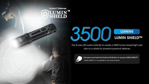 3500 Lumen USB C Rechargeable EDC Flashlight with Clip and Lanyard, spotlight effect showing brightness and design