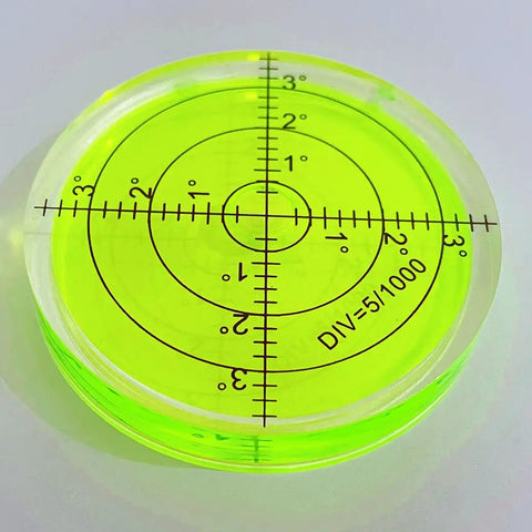 66mm Circular Bubble Spirit Level With Degree Marked Surface, Round Acrylic Level Tool, top view