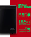 Demuller black 3.5 cu ft deep freezer chest with front digital display and removable storage basket