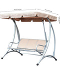 Beige Outdoor Swing Canopy Replacement Top Cover Easy Fit All Weather Rainproof Dustproof Weatherproof With Durable 190T Polyester Taffeta